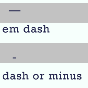 em dash vs dash character comparison